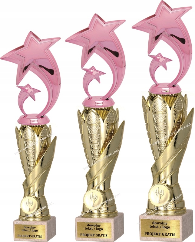 Zlatý komplet pohárů Hvězda 38-35-32 cm Gravírky Bonus