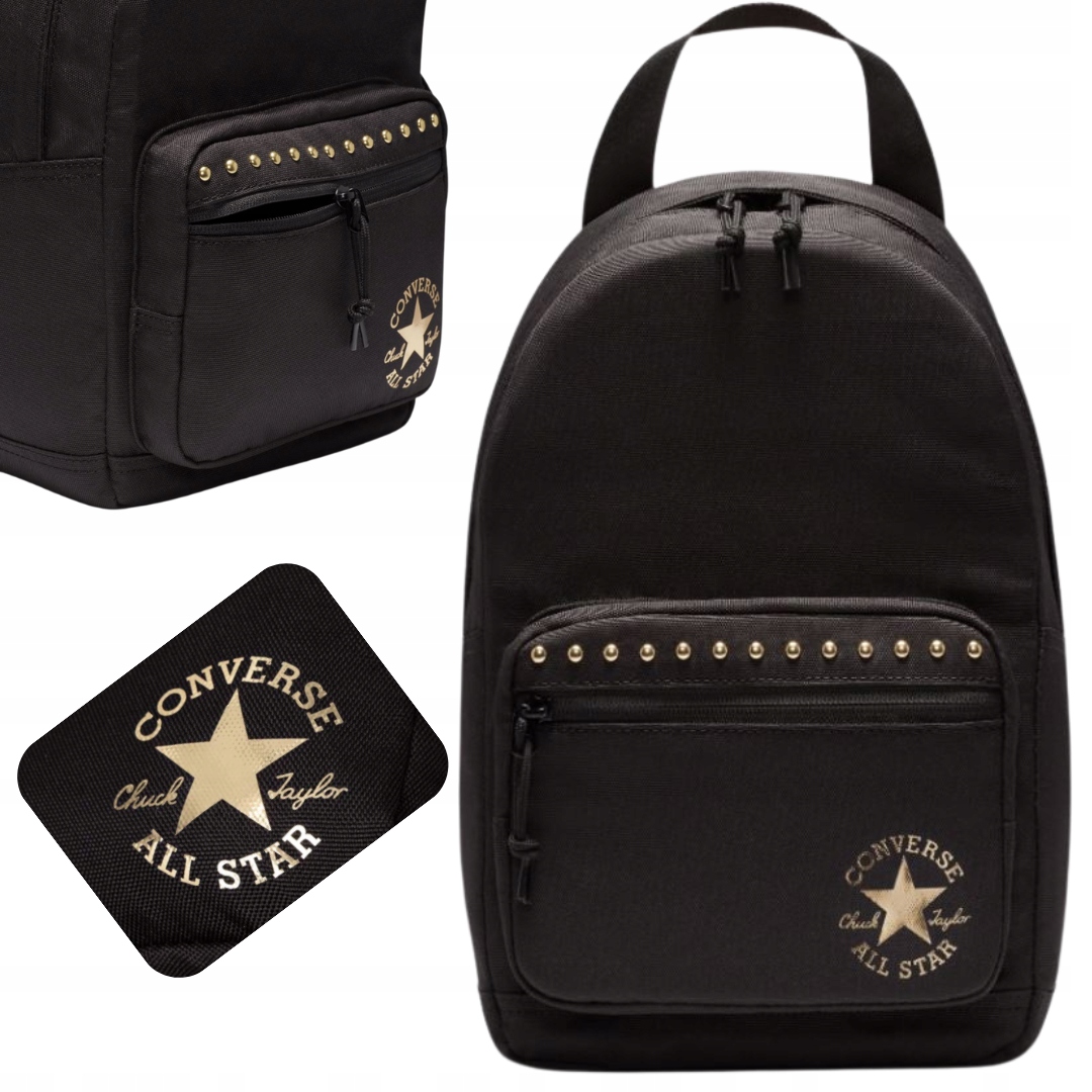 Converse Go Lo Studded Mini Plecak damski modny młodzieżowy czarny torba
