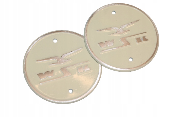 EMBLEMAT EMBLEMATY ALUMINIUM ZNACZEK WSK PRZYKRĘCANE DUDEK BĄK LELEK 2 szt