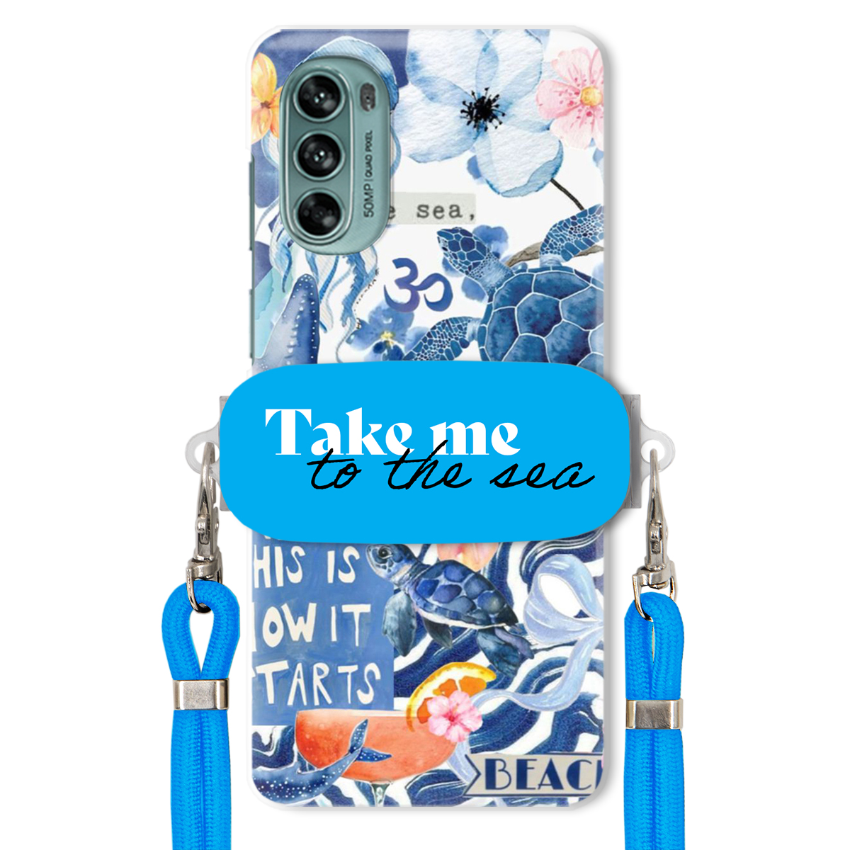 Puzdro pre Motorola G62 5G Premium Vodítko Modrá Držiak Take Me To The Sea