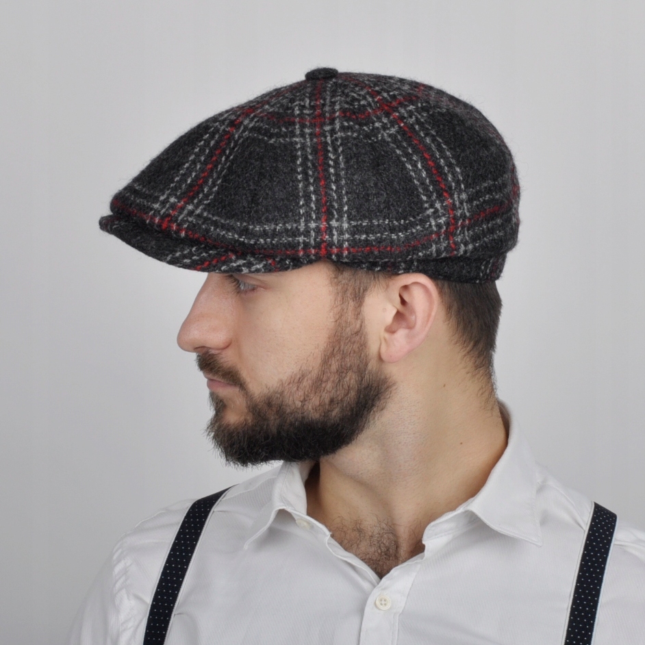 Elegancki kaszkiet męski SHELBY tweed krata 59 Rozmiar 59