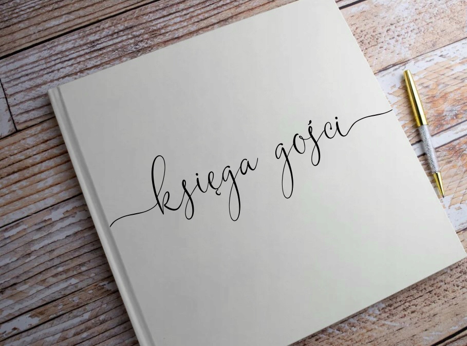 Księga gości weselnych 21x21cm folia AntiScratch Napis Białe Karty 100stron Nazwa Księga gości