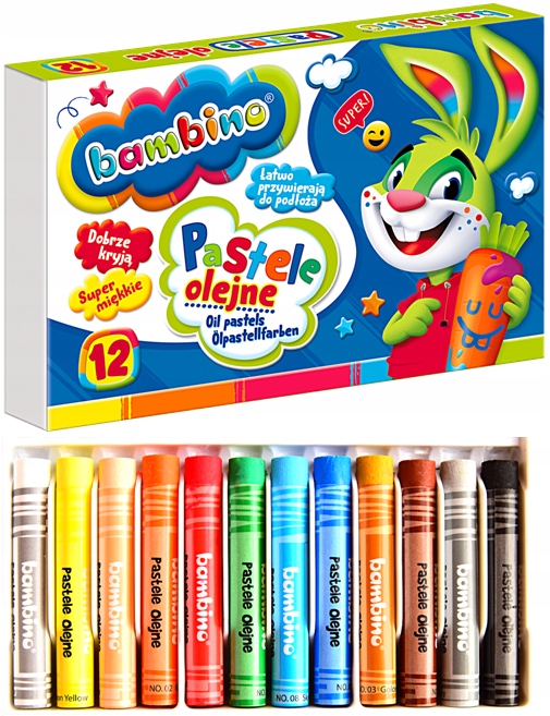 

Pastele Olejne 12kolorów Kredki Pastelowe Bambino