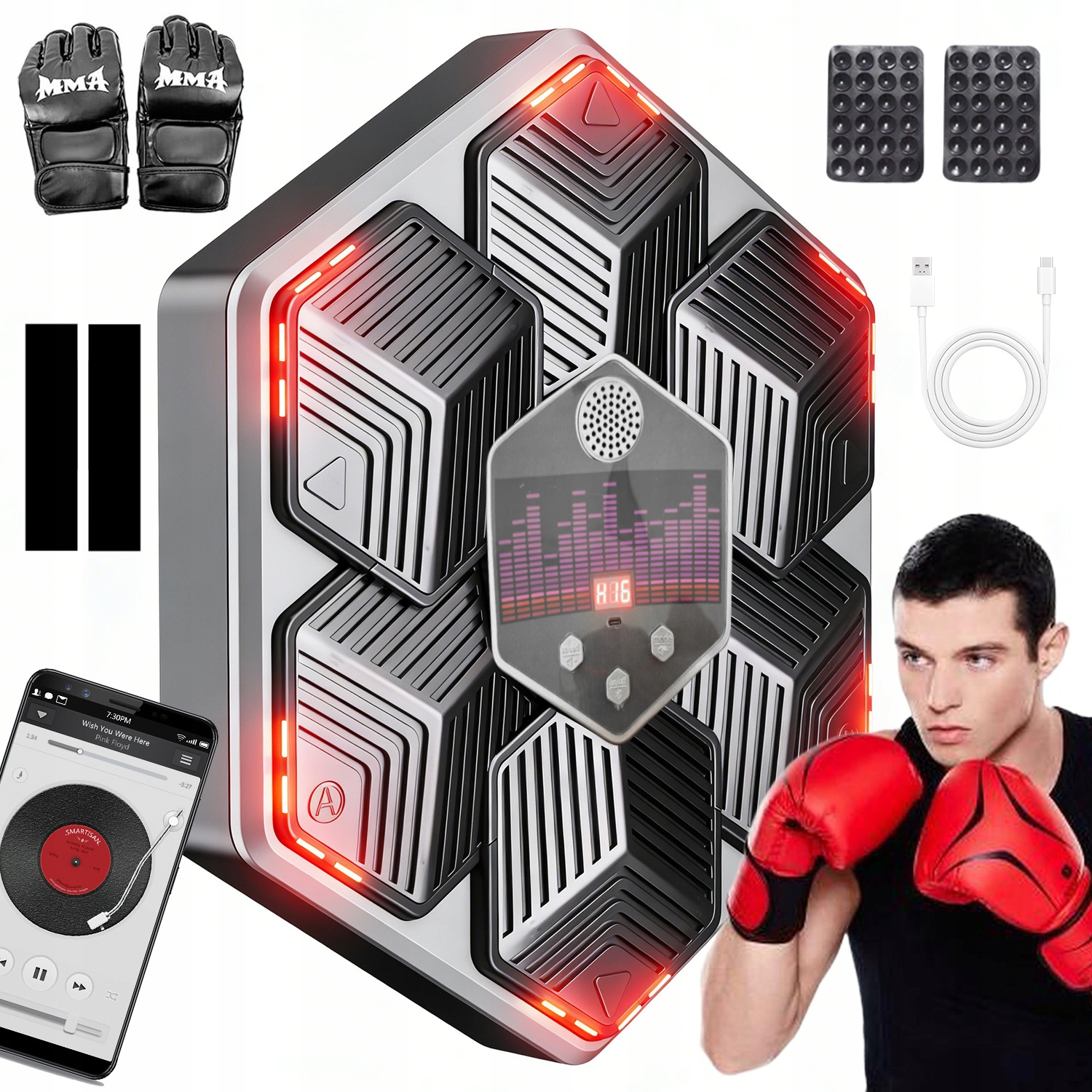 Inteligentny Cel Bokserski Z Bluetooth Muzyczny Led 14 Trybów Treningowych