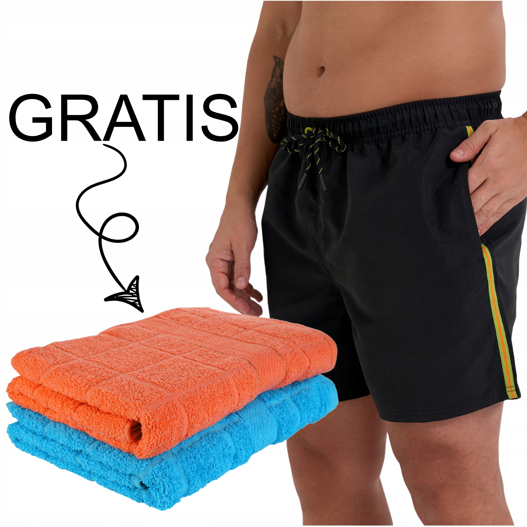 Spodenki plażowe Ręcznik szorty kąpielowe Moraj Wiązane Czarny XL