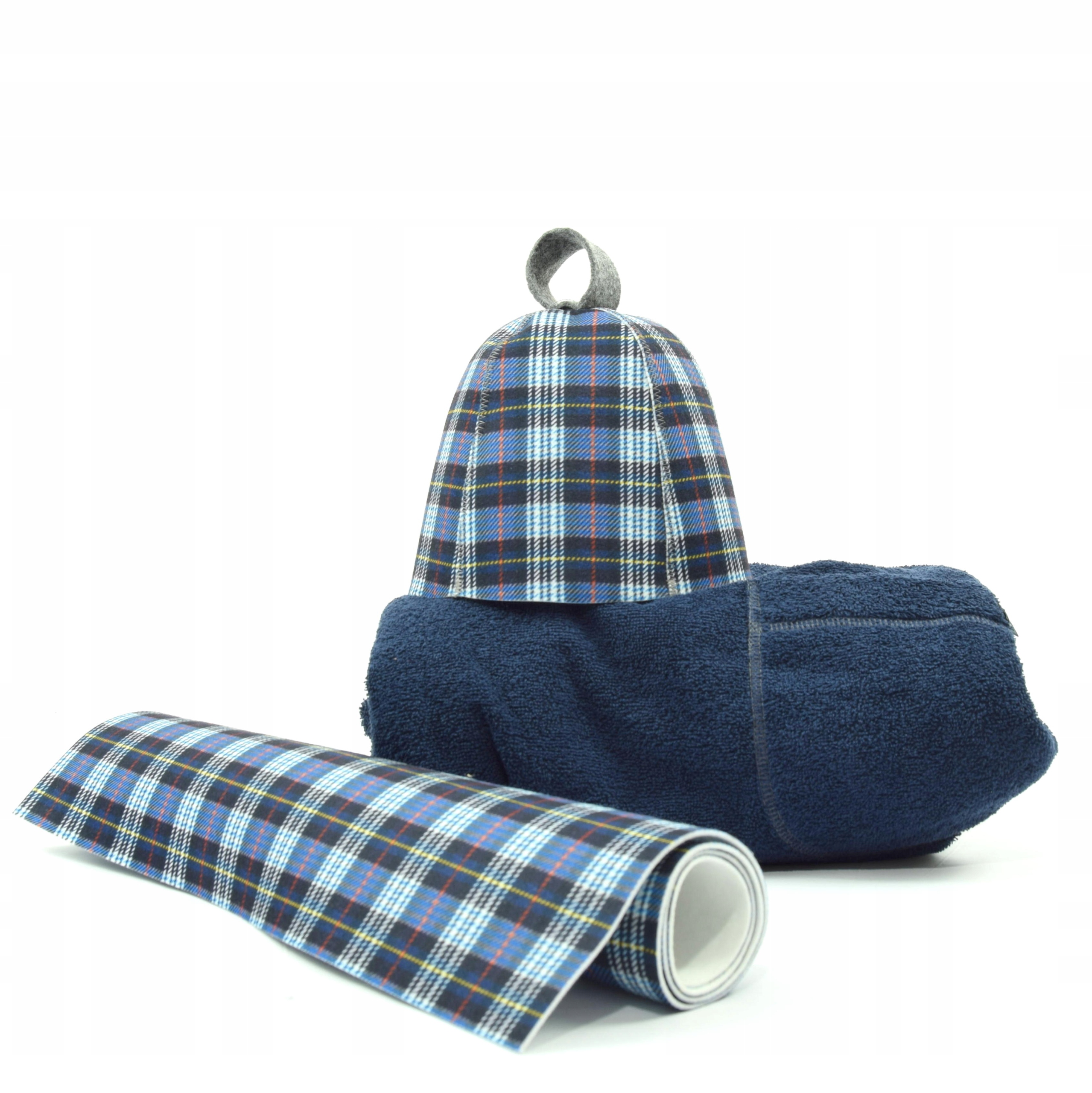 Čepice do sauny Filcová Ručník Podložka Set pánská 3 díly XL