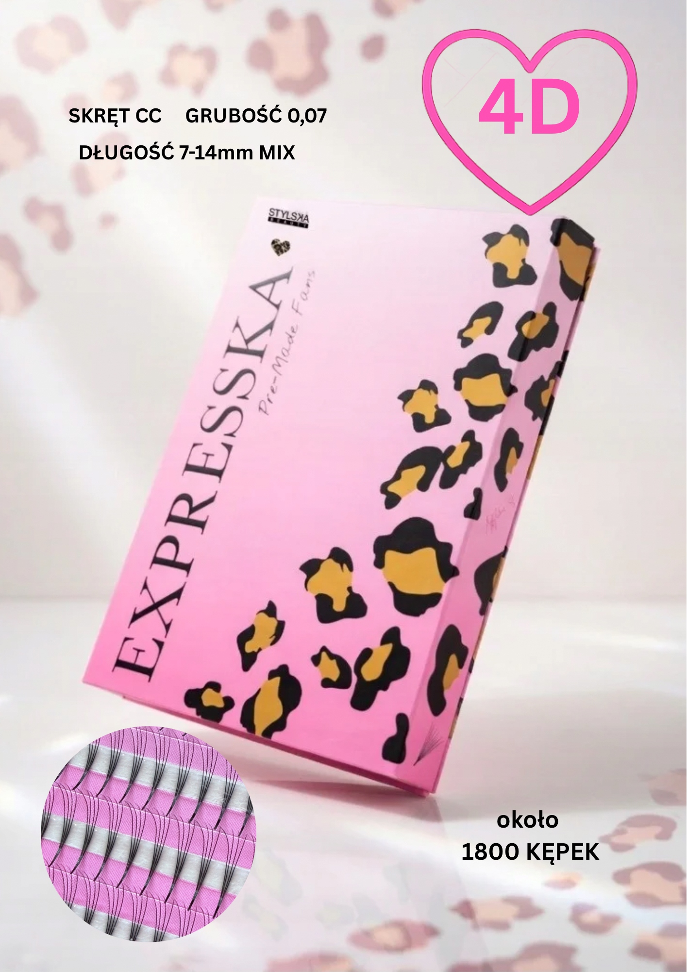 Gotowe kępki rzęs 4D/0,07/CC 7-14mm MIX (1800 szt) Stylska Beauty Expresska