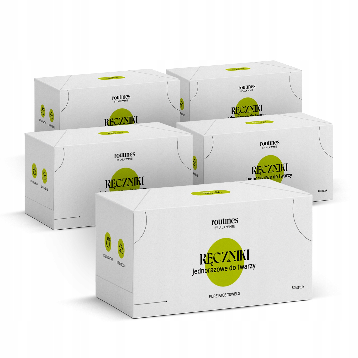 5 x Jednorázové ručníky na obličej čištění mytí odličování Routines 80 ks