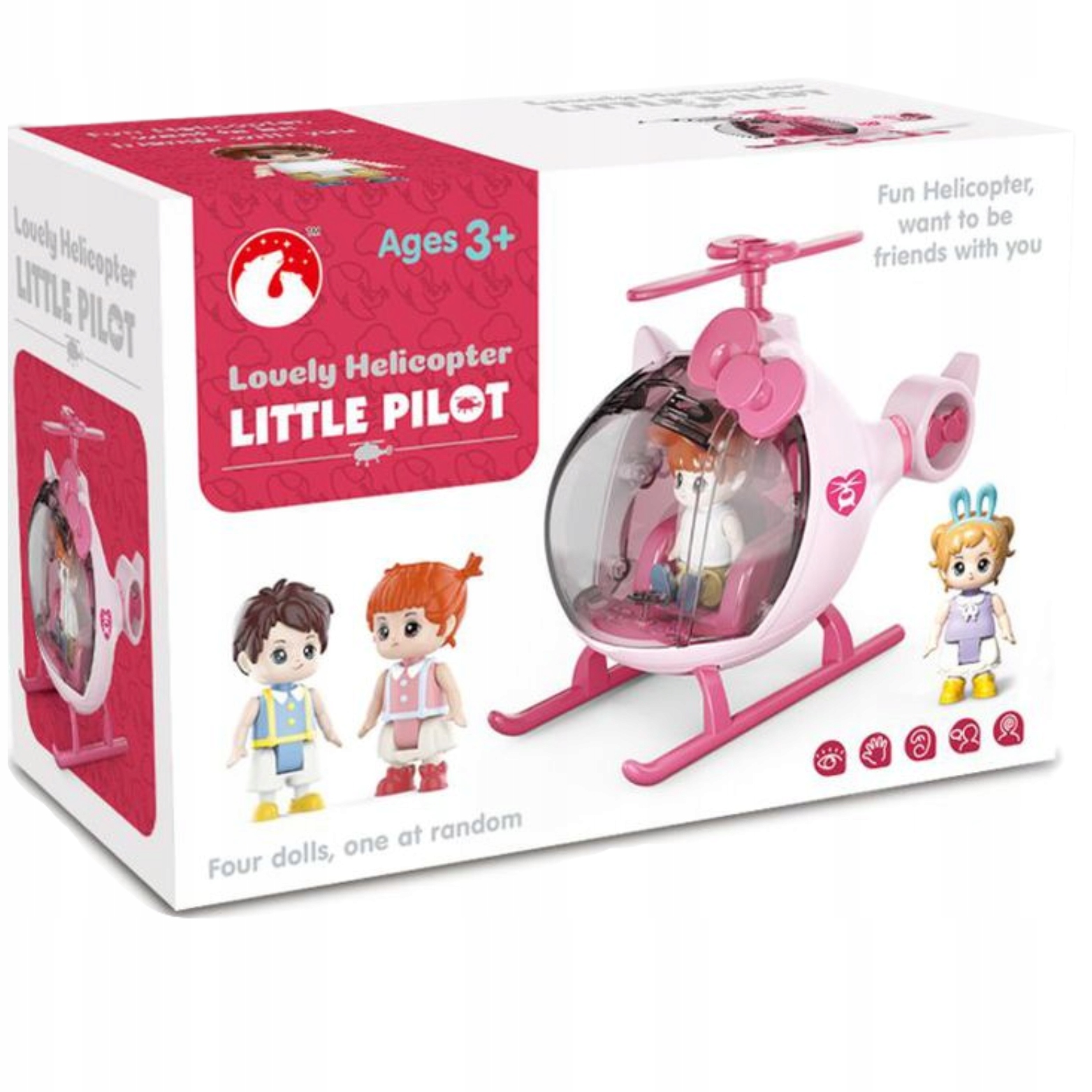 HELIKOPTER Z OTWIERANĄ PRZEDNIĄ KLAPĄ UROCZY RÓŻOWY FIGURKA LALECZKA Marka Pozostałe