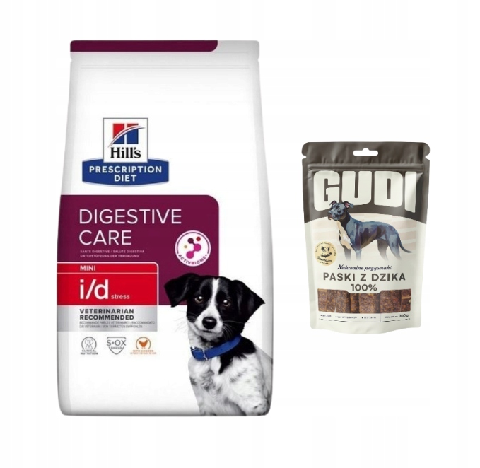 Levně Hill's Pd I/D Digestive Care Stress Mini 1kg Gudi proužky z divočáka 100g