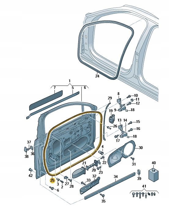 ZEWNETRZNA USZCZELKA DRZWI PRZEDNIE L P AUDI Q7 Part number 4M0837911E