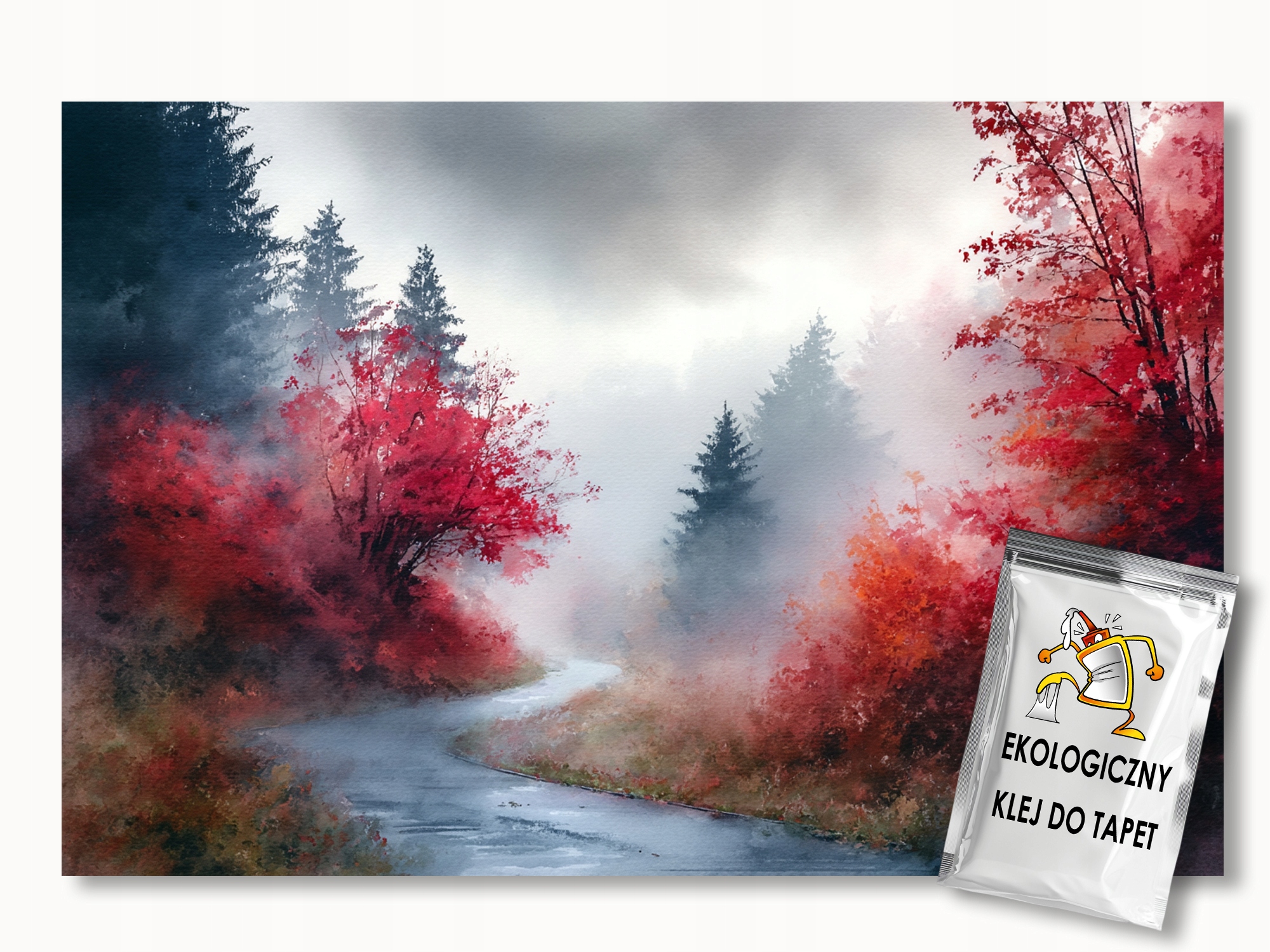 Fototapeta Flizelina Krajina Cesta Silnice Stromy Podzim Mlha 400x280 110g