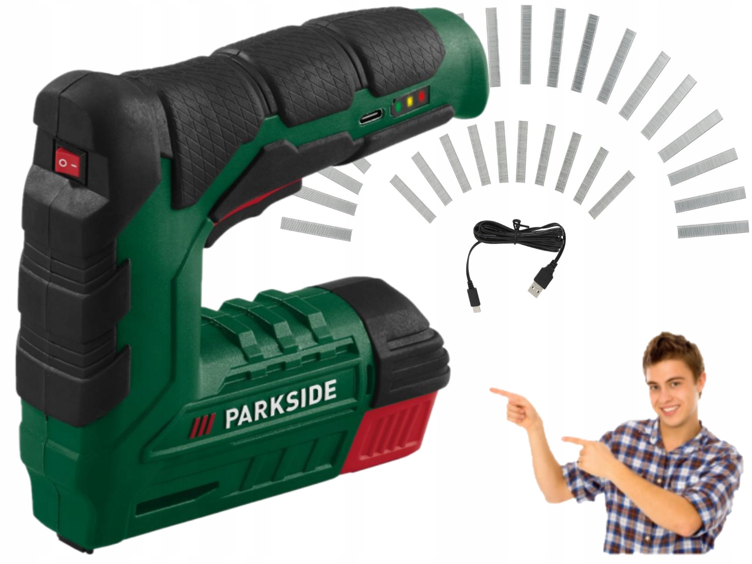 Zszywacz Taker akumulatorowy Parkside Pat 4 D6 ze zszywkami i gwoździami 4V