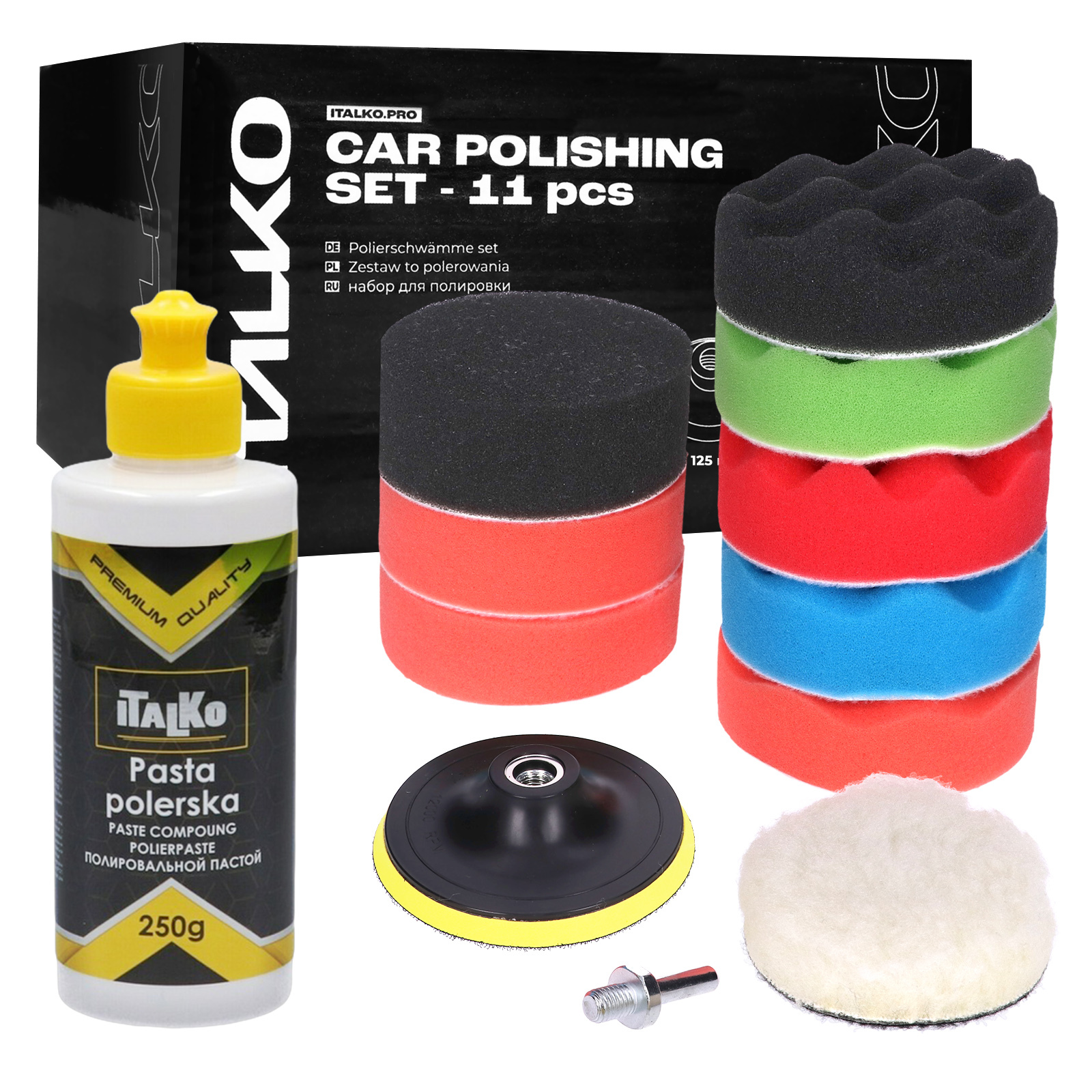 

Zestaw Polerski Gąbki Pady Dysk Rzep 125MM Pasta