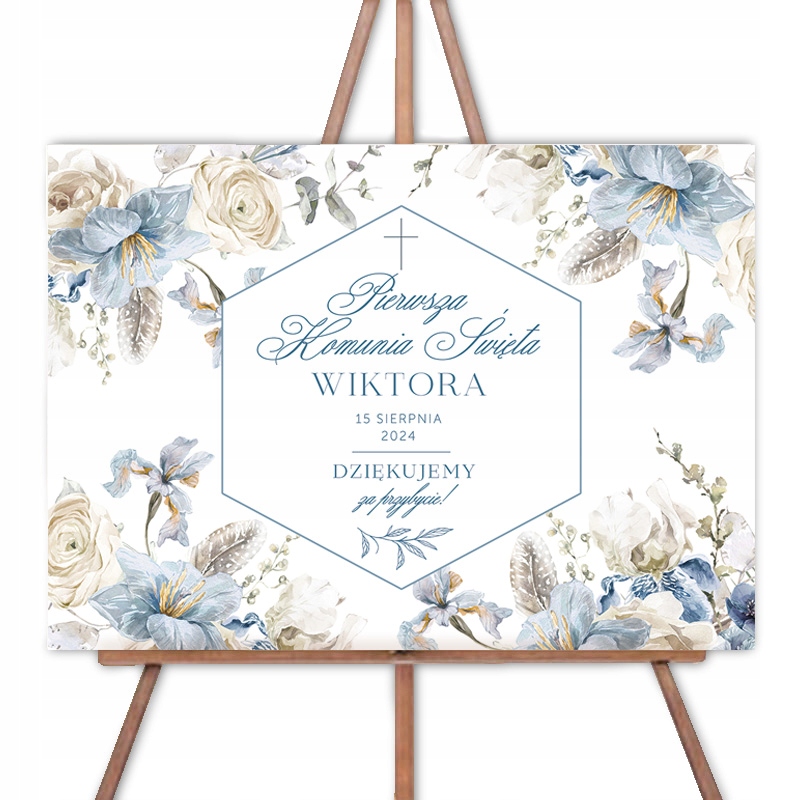 

Plakat powitalny na przyjęcie Komunia dekoracja