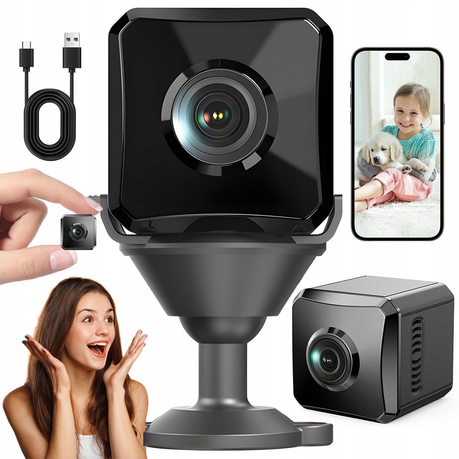 Mini Bezdrátová Špionážní Kamera 1080P 180° Wifi Skrytá Detekce