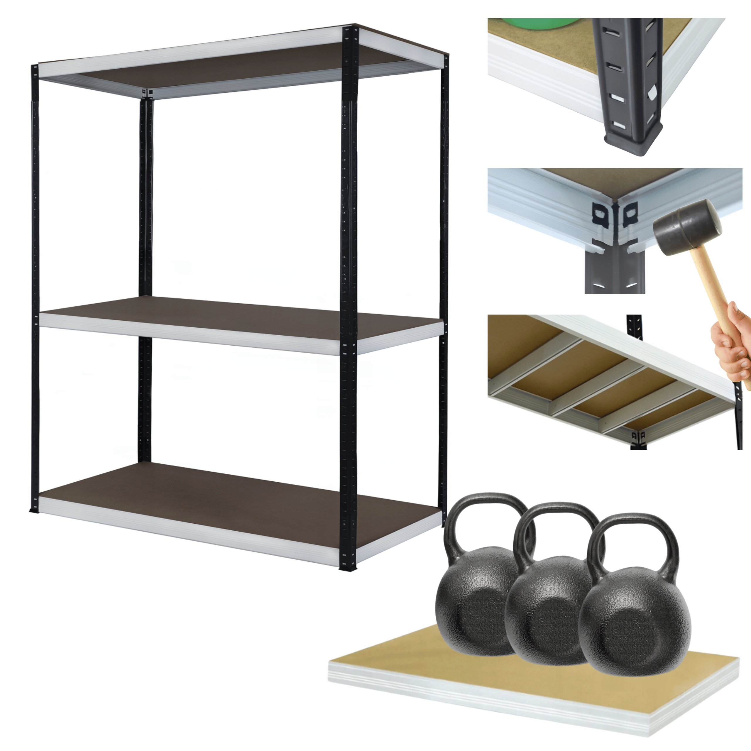 Skladovací regál garážový kovový stojan Helios 106x110x35 cm 3Px350 kg