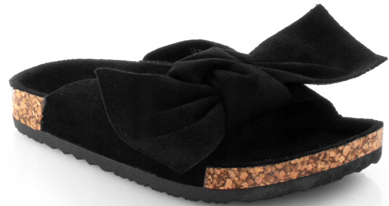 

5768 Czarne Dziecięce Klapki Z Kokardą Na Korku 32