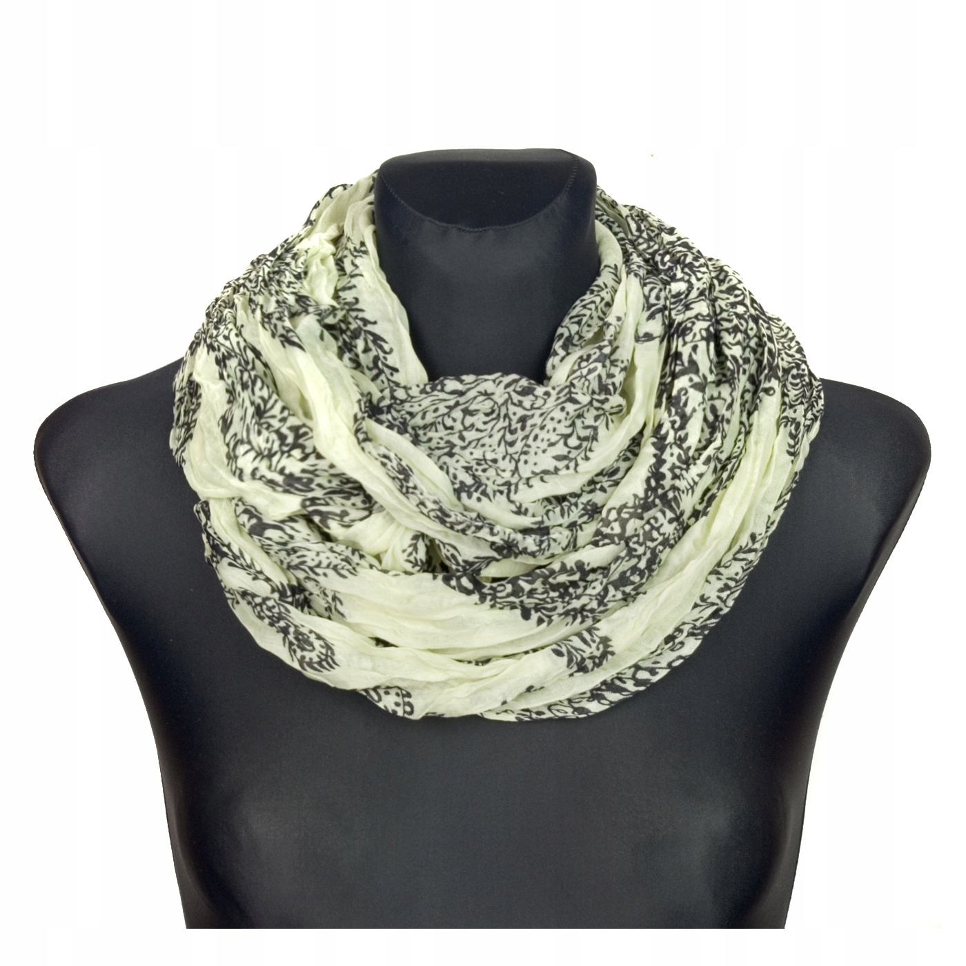 

Mały Komin szalik apaszka folkowy kremowy/czar 332