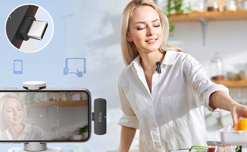 FIFINE M6 MIKROFON KRAWATOWY BEZPRZEWODOWY 2.4 GHZ DO TELEFONU APARATU Maksymalny SPL 108 dB