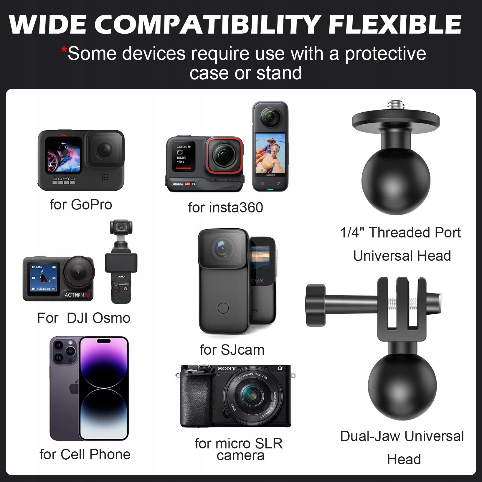 SCIFIVISI Aluminiowy Uchwyt Rowerowy Motocyklowy Do Kamer GoPro Insta 360 — miniatura 3