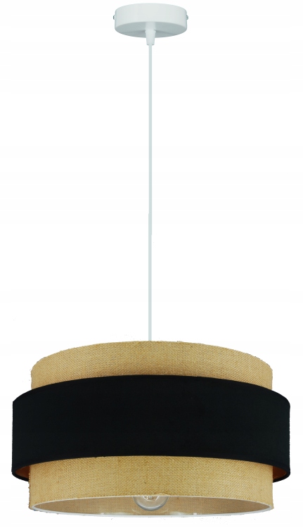 Moderní závěsná lampa Boho Duo Juta s černým velurem