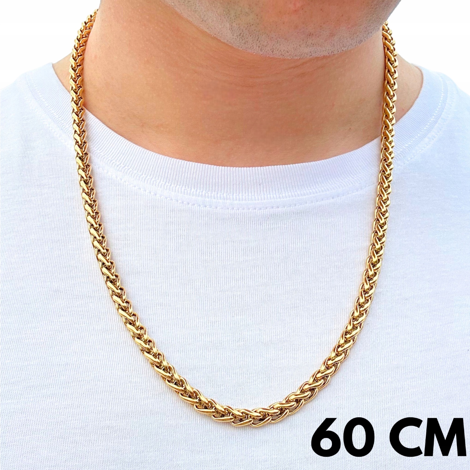 Pšeničný řetěz Lisi Ocas Zlatý Pánský 6 mm Metini Pozlacený Ocel 316 l