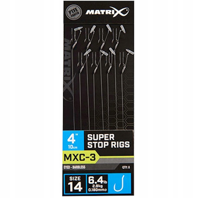 Haczyki Z Przyponem Matrix MXC-3 14 0.18mm Stop Barbless 10cm 8szt.