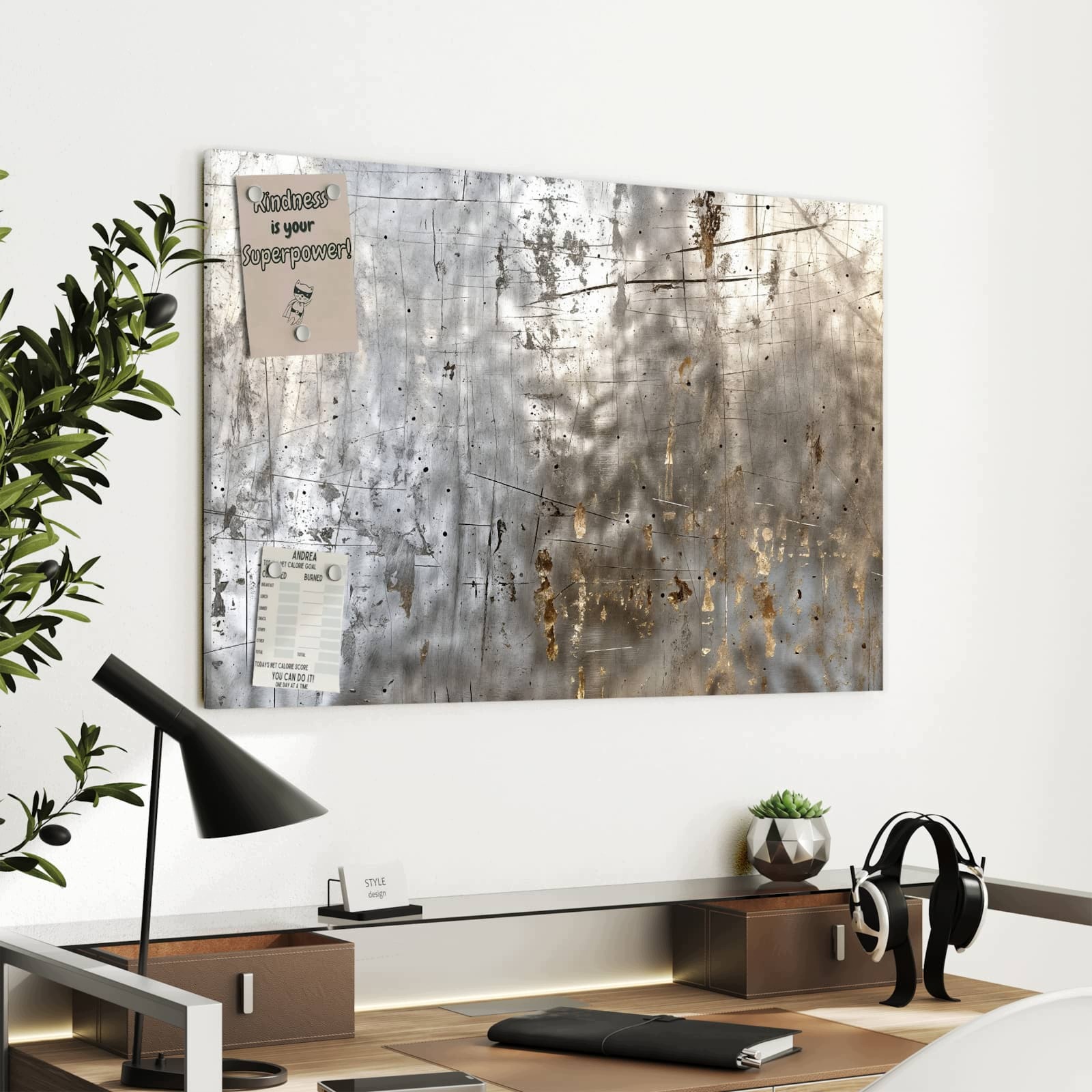 Magnetická tabule Kovové Textura škrábanců 90 × 60 cm