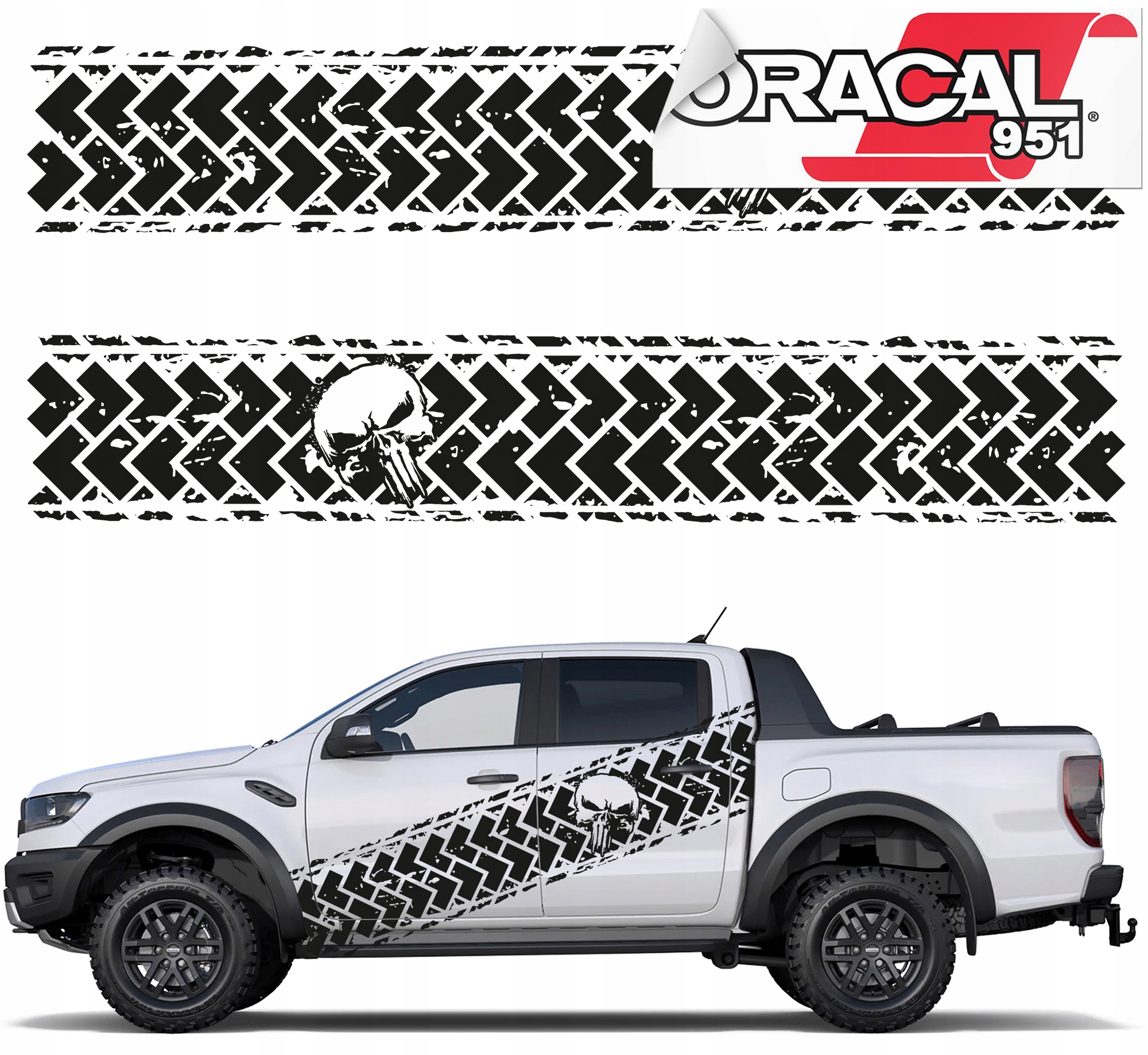 Стикер автомобиля боковой протектор Каратель 44X250CM