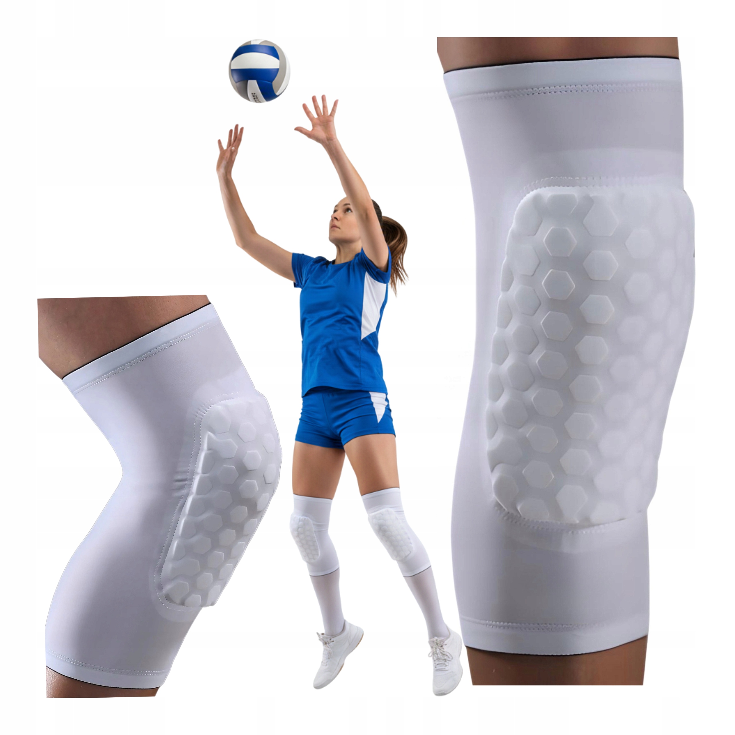 Návleky na kolena Volejbalové Elastické S/m Bílé 2 ks