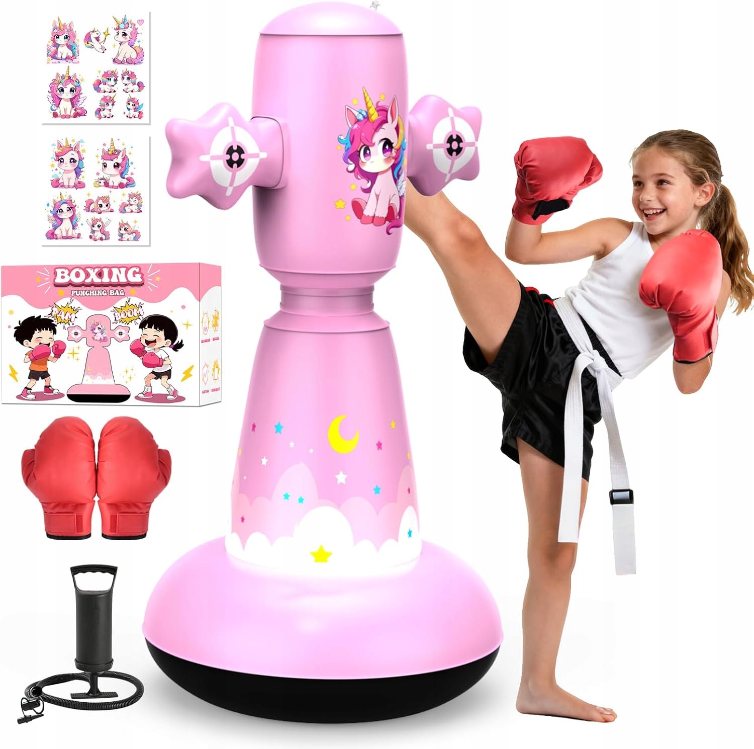 Worek bokserski dla dzieci 147 cm rękawice stojący Pvc boks karate zestaw