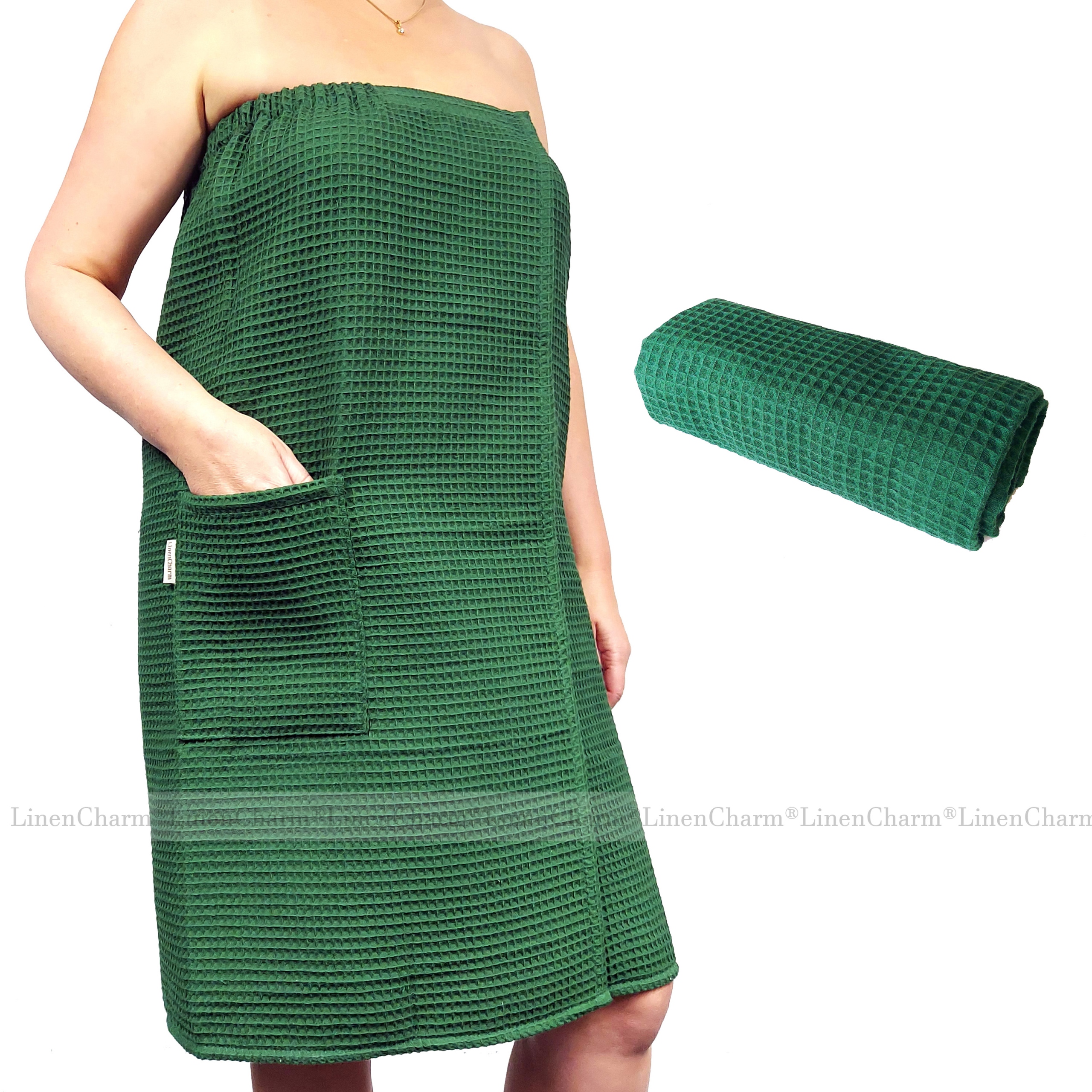 Dámský Set Pareo+ručník Do Sauny Na Bazén Bavlna 100% Zelená XL/2XL