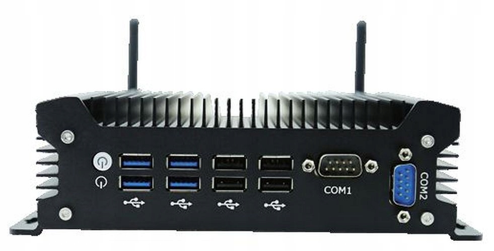 Komputer przemysłowy Mini PC Fanless G12 VGA HDMI USB COM RS232 RJ45 Kolor czarny
