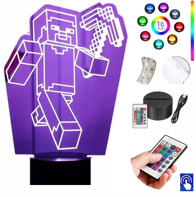 

Lampka na biurko Minecraft Epic 16kol Led Plexido
