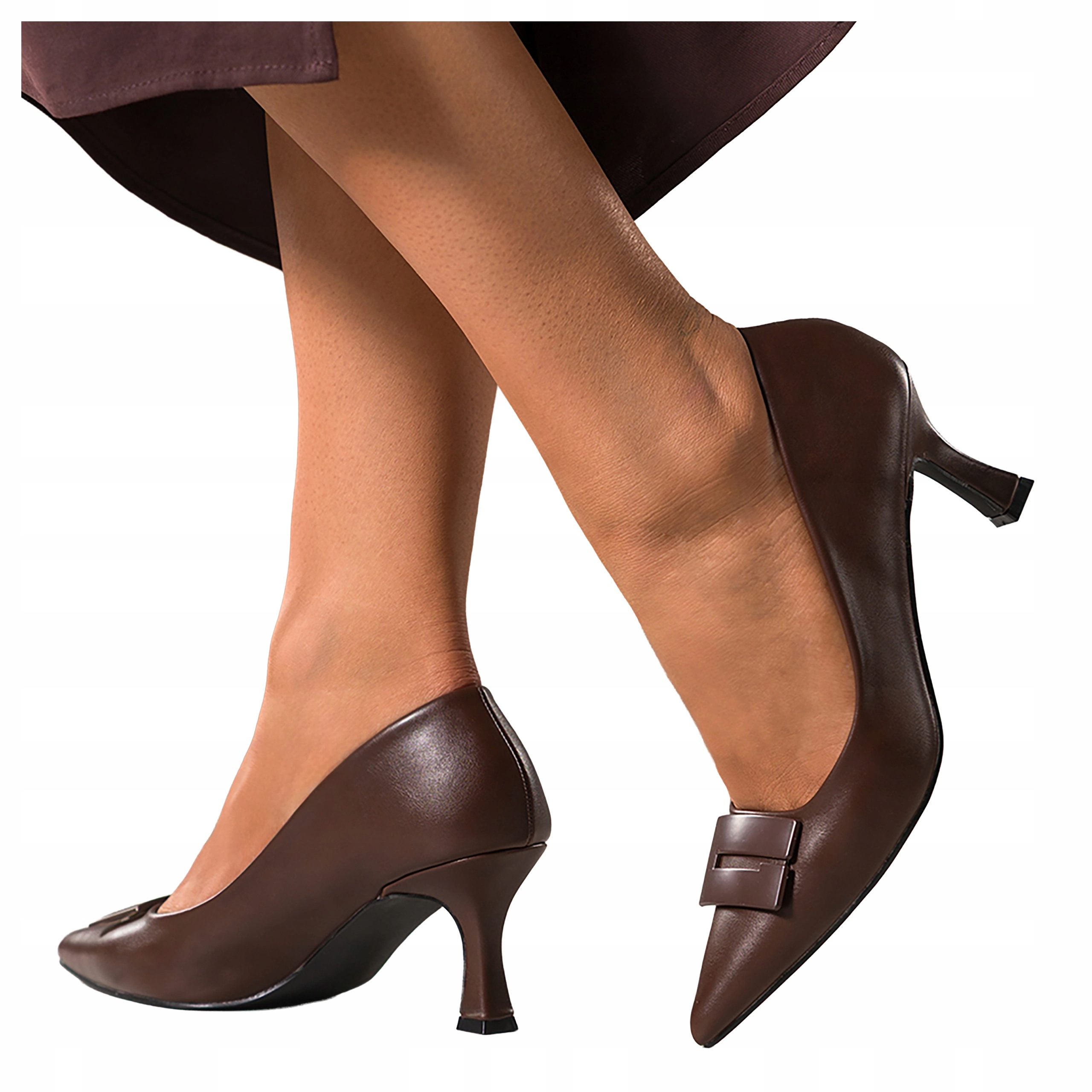 Čokoládové Lodičky Dámské S Ozdobou Podpatek Přesýpací hodiny Pohodlné Módní velikost 37