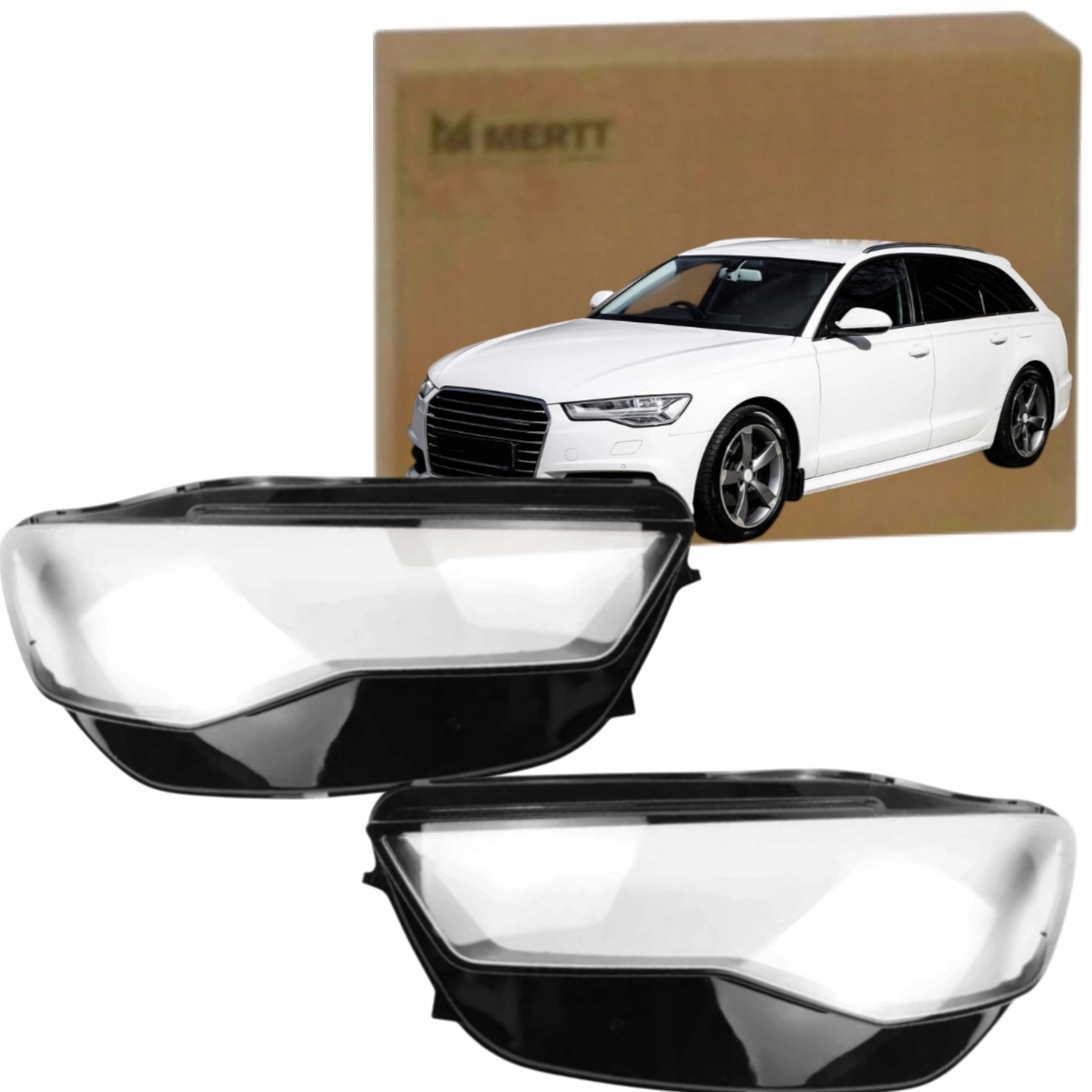 A6 C7 Lift 2014-2018 Komplet Stínítek předního světlometu sklo Levé Pravé