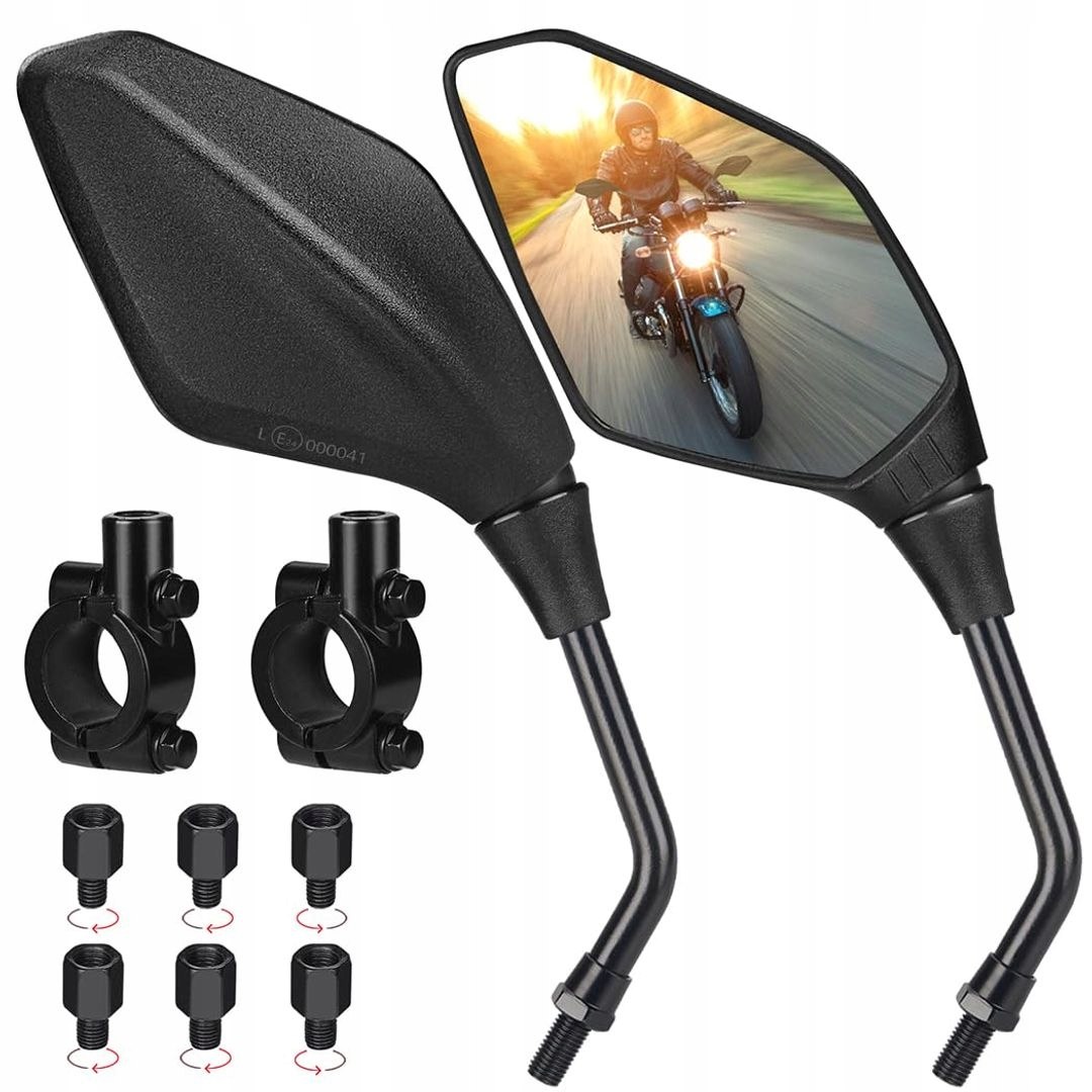 Univerzální sada motocyklových zrcátek 22 mm s adaptéry M8/M10 2 ks