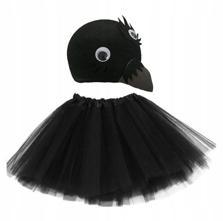 CZAPKA + SPÓDNICZKA KRUK WRONA CZARNY PTAK