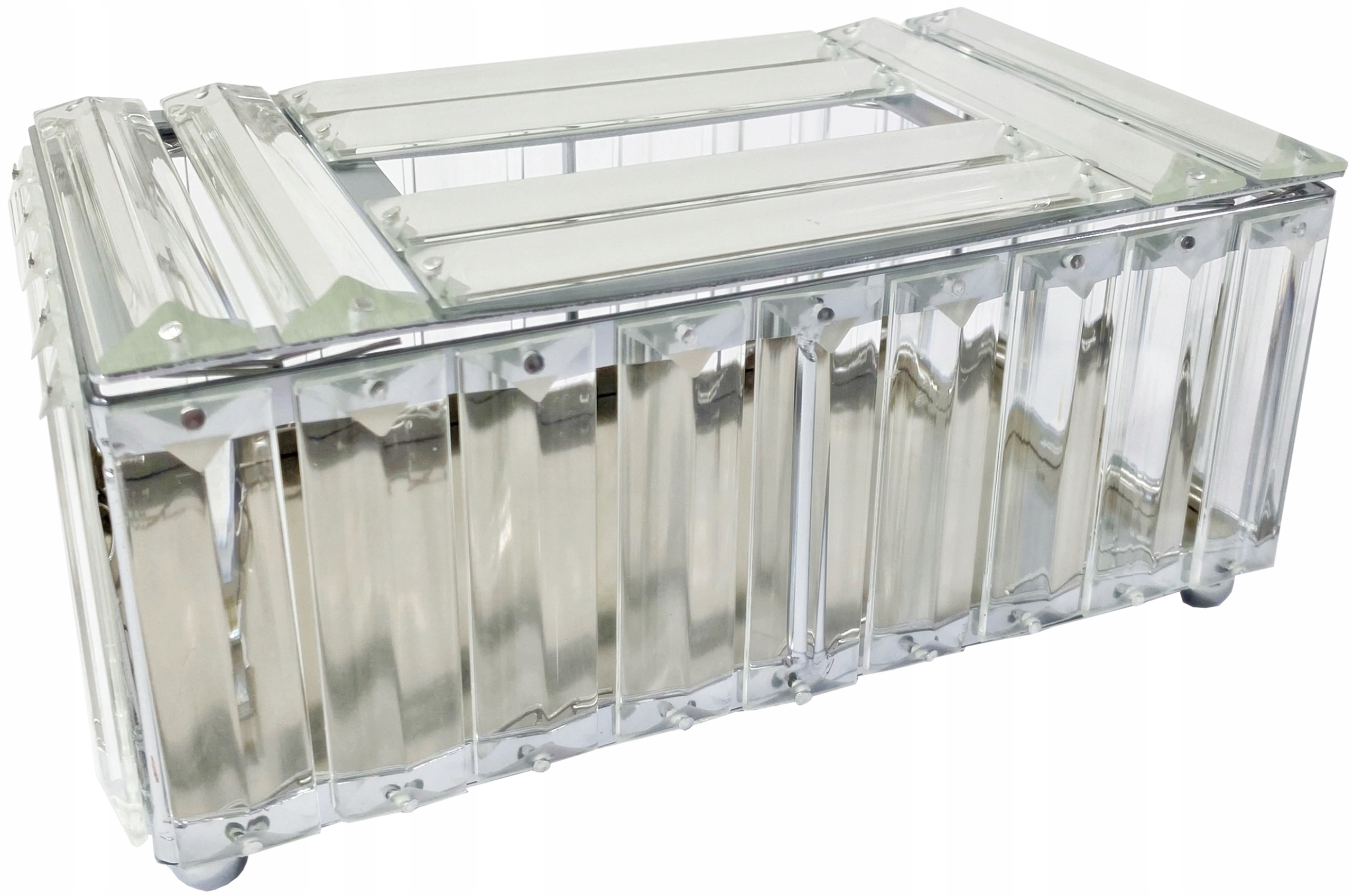 Krabička Na Ubrousky Křišťálová nádoba krabička Glamour BC3135 stříbrná