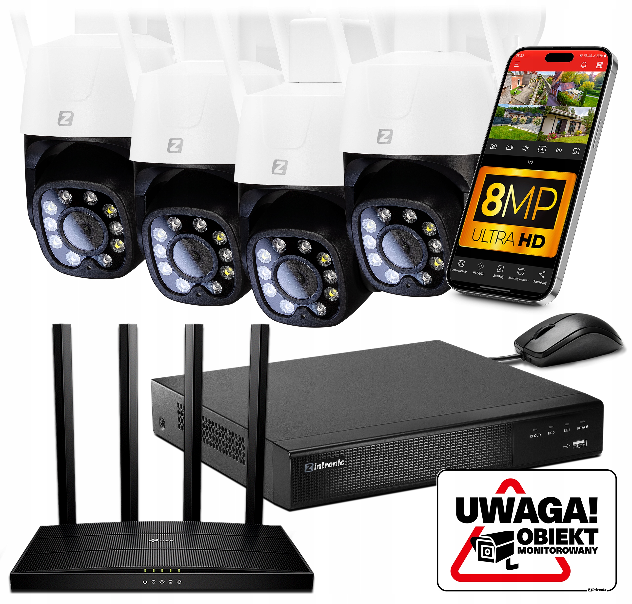 Sada Monitorování 4x Ip WiFi kamera 8MPx 8MP 4K Uhd detekce bez disku