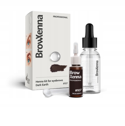 Henna na obočí BrowXenna #107 Dark Earth 10 g Hyaluronová báze 30 ml