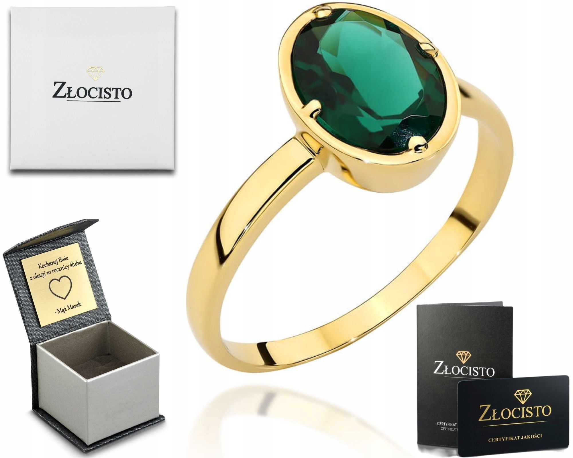 Zlatý Prstýnek Kámen Zelený Křemen Oválný Zlato P.585 Jako Dárek K Gravírování