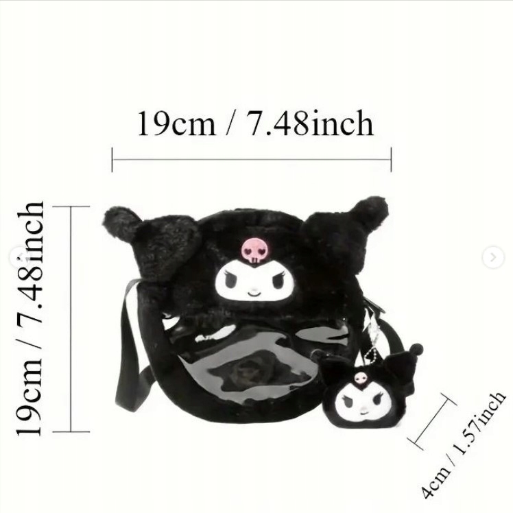 HELLO KITTY KUROMI PLUSZOWA TOREBKA MASKOTKA PLUSZAK TORBA NA RAMIĘ EAN (GTIN) 7311317844519