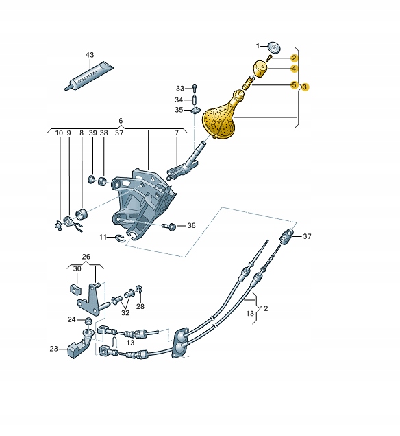 Оригинальная ручка переключения передач 7H0711113F VW T5