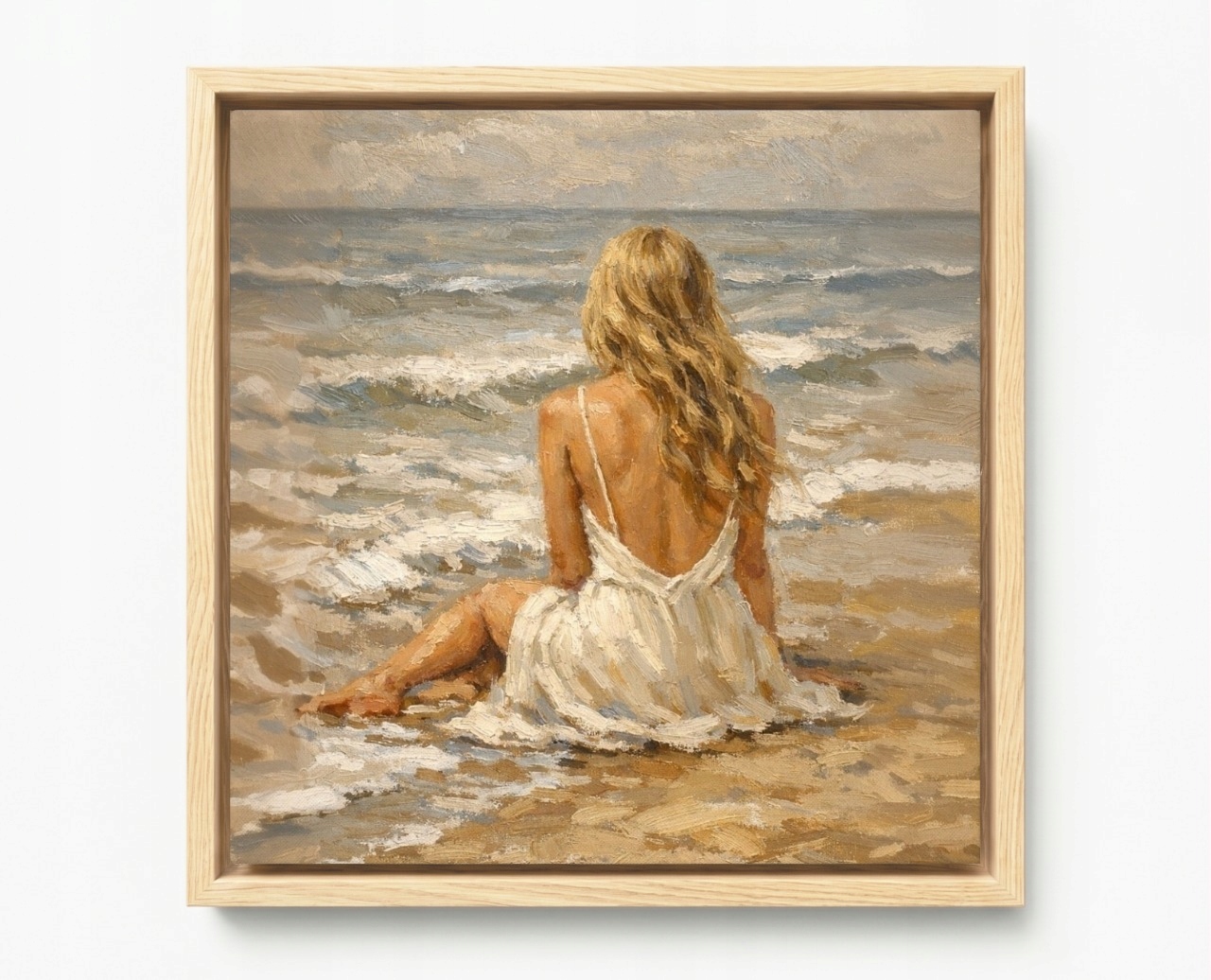 Rám Na Obraz Americká Krabička Žena Dívka Mořské Vlny Pláž Relaxace 50x50