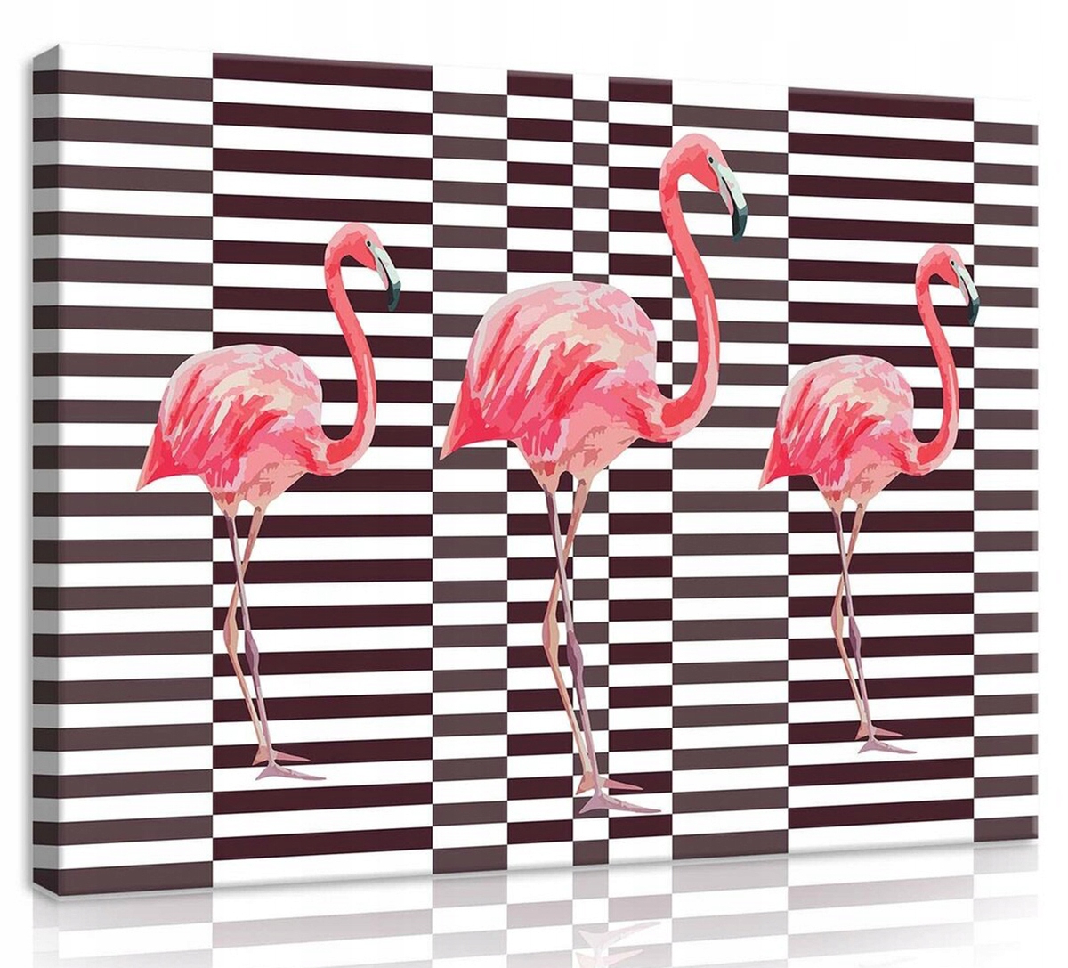 Obraz Na Plátně Canvas 70x50 Plameňáci Ptáci Kresba Pruhy Vzor Grafika