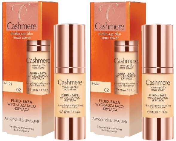 2 sztuki Fluid Baza Wygładzająco-Kryjąca 02 Nude Cashmere Olej migdałowy