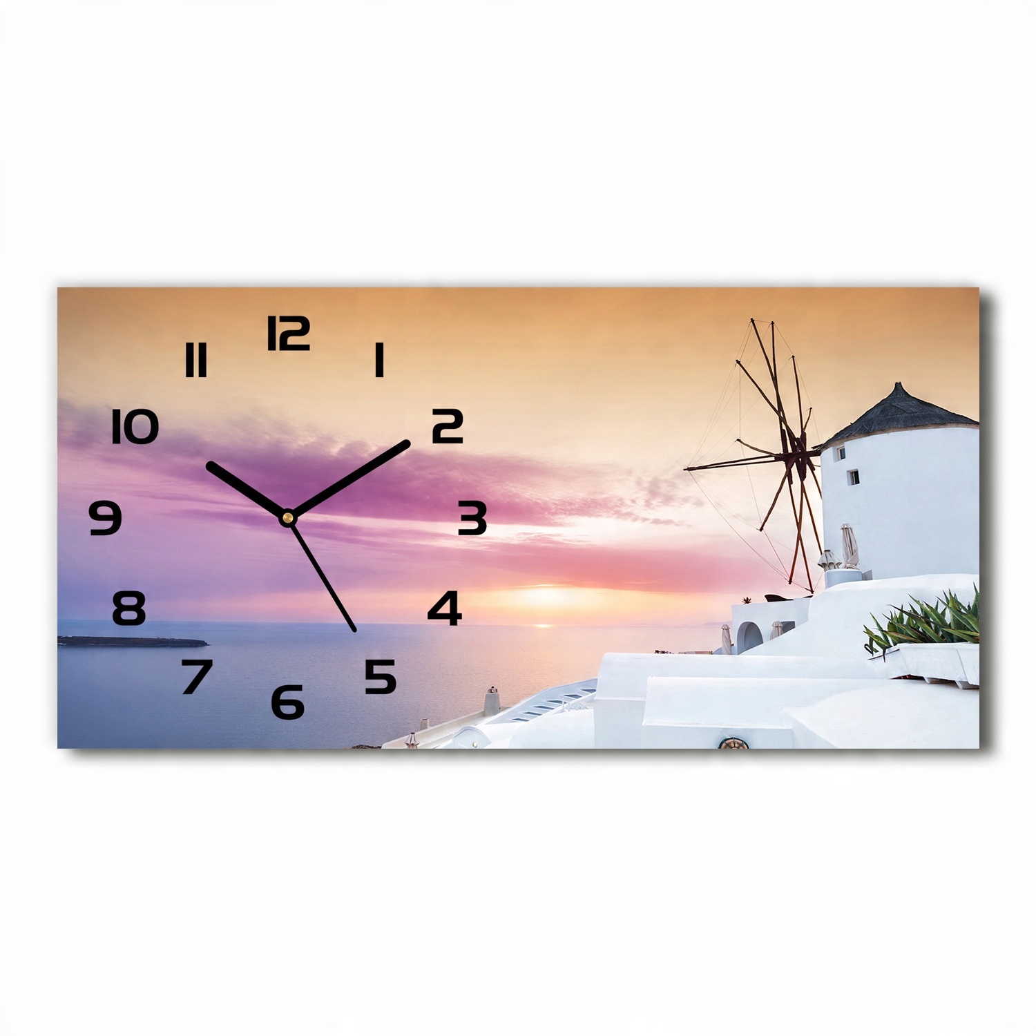 

Zegar ze szkła na ścianę Santorini Grecja 60x30 cm