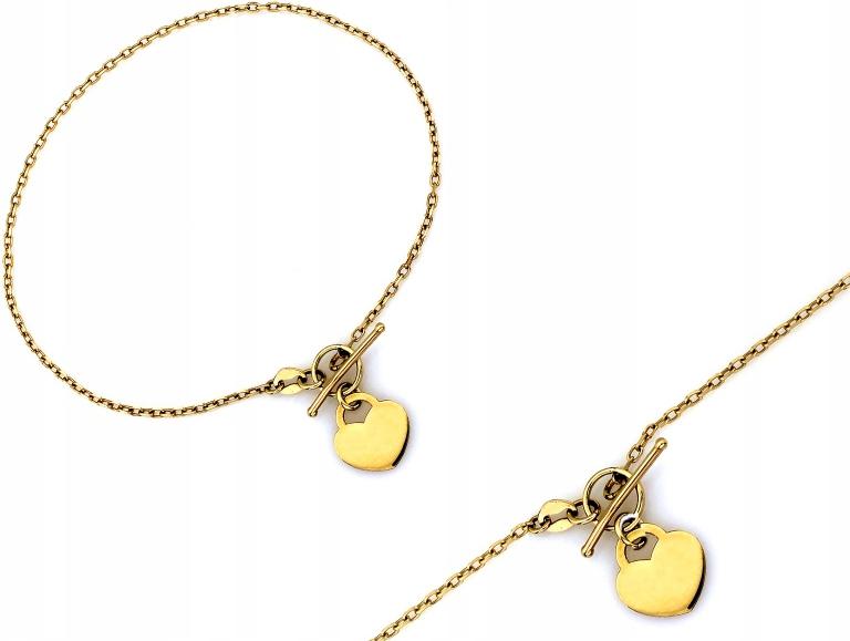 Zlatý náramek 585 elegantní s visícím srdcem je ideální jako dárek 14kt